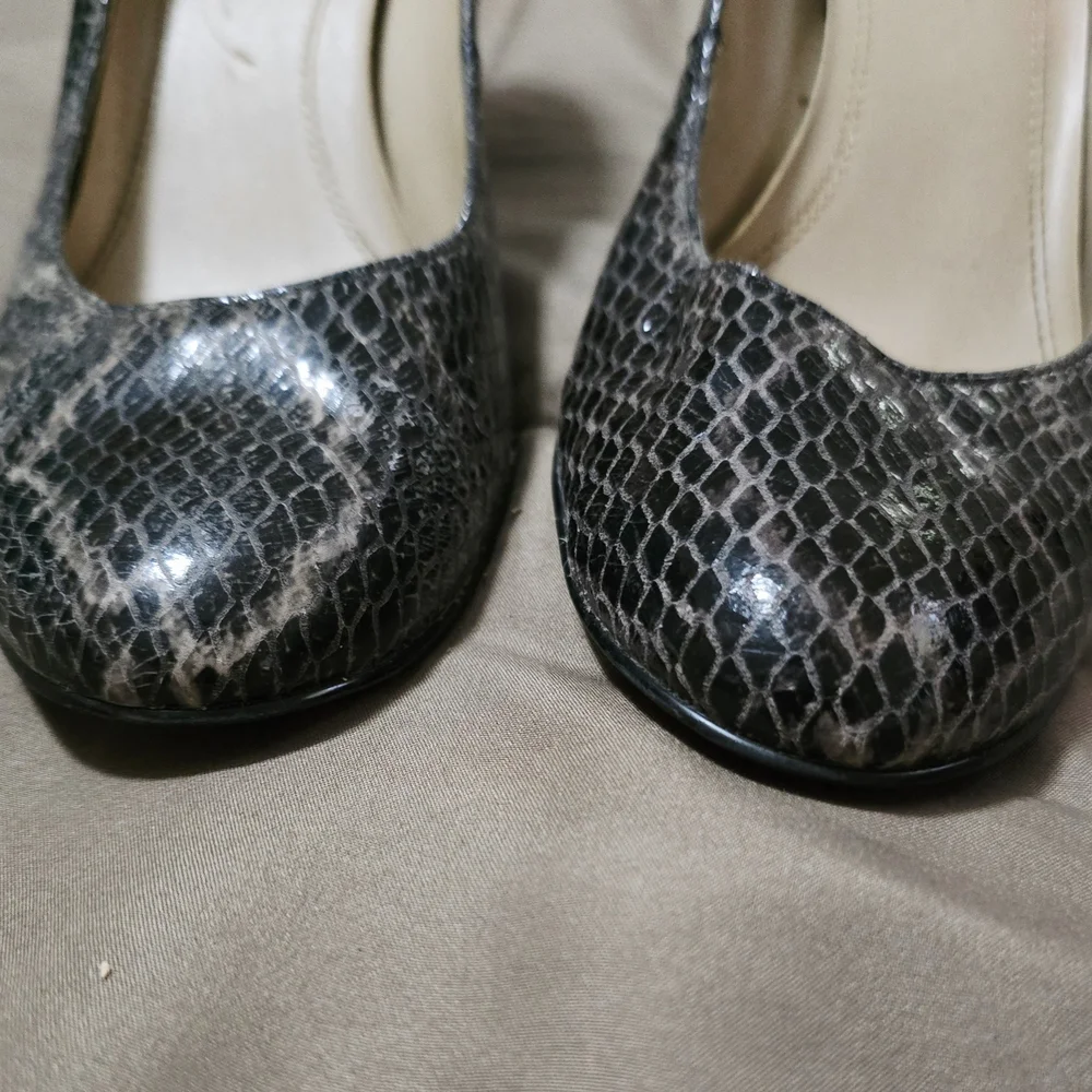 Ellen Tracy Women's Black Snakeskin Pumps